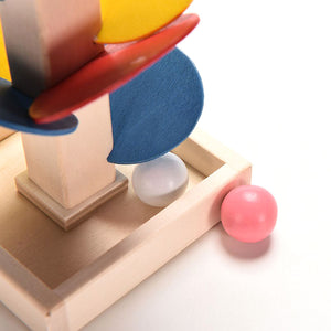 Colorful Wooden Run Track with Marble Ball